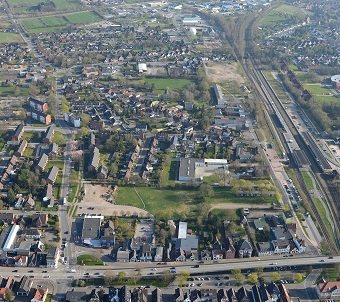 Blick auf den „Rüsdorfer Kamp“, ein zentrumsnahes Stadtquartier mit 600 Einwohnern im schleswig-holsteinischen Heide. Foto: Wulf / Stadt Heide